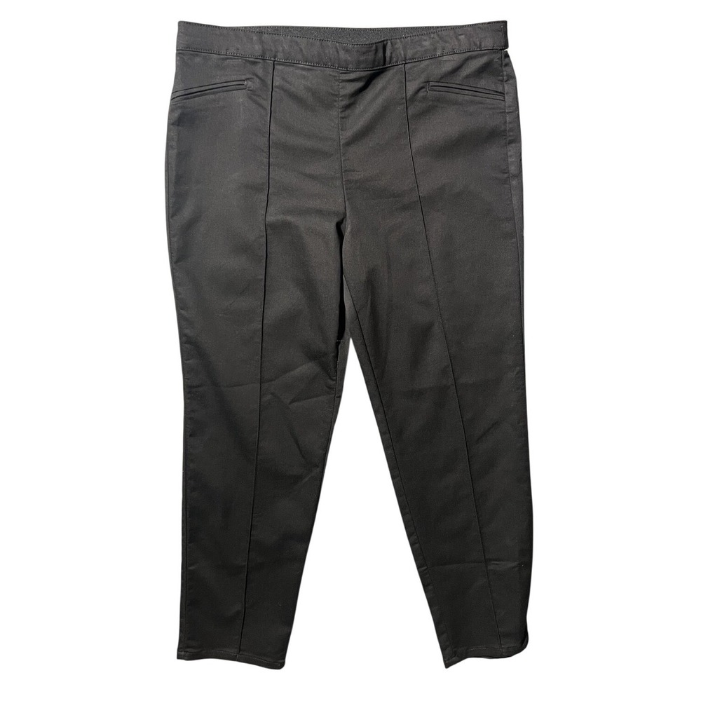 JM Collection Women's Black Pull-On Ankle Pants‎ Size L Elastic Waist Stretch